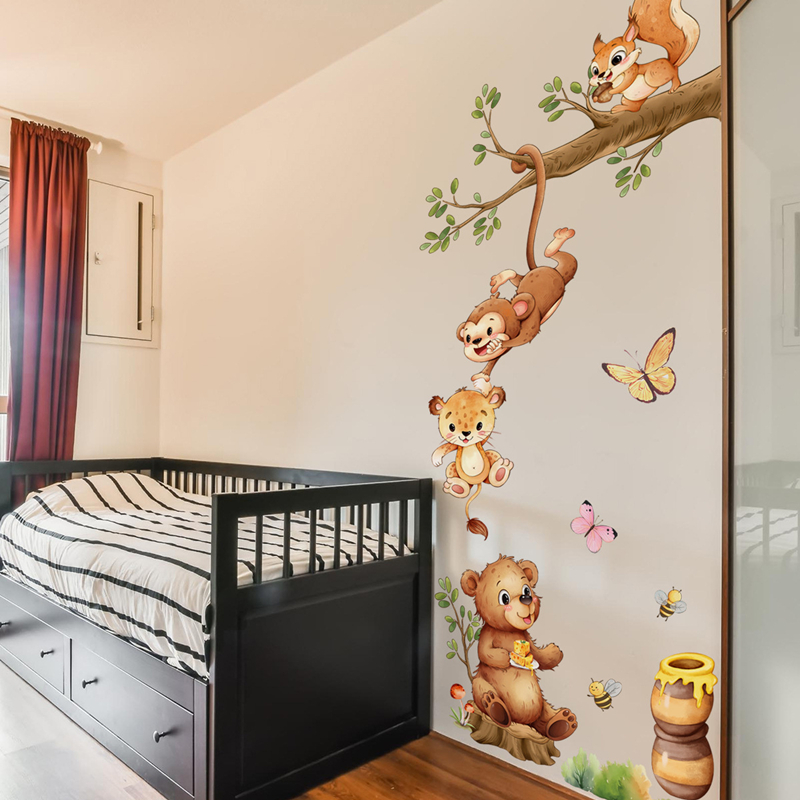 Kids Education Room - Ramos de animais bonito macaco borboleta