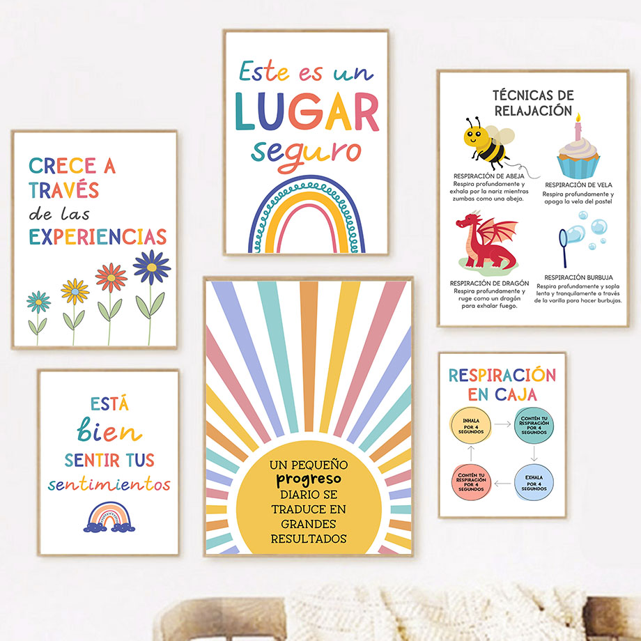 Kids Education Yes - Educação espanhola lema arco-íris sol arte