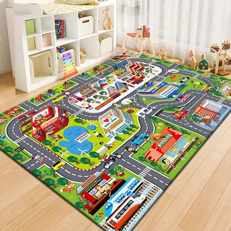 Kids Education Room - Tapete de Brincar Colorido com Mapa