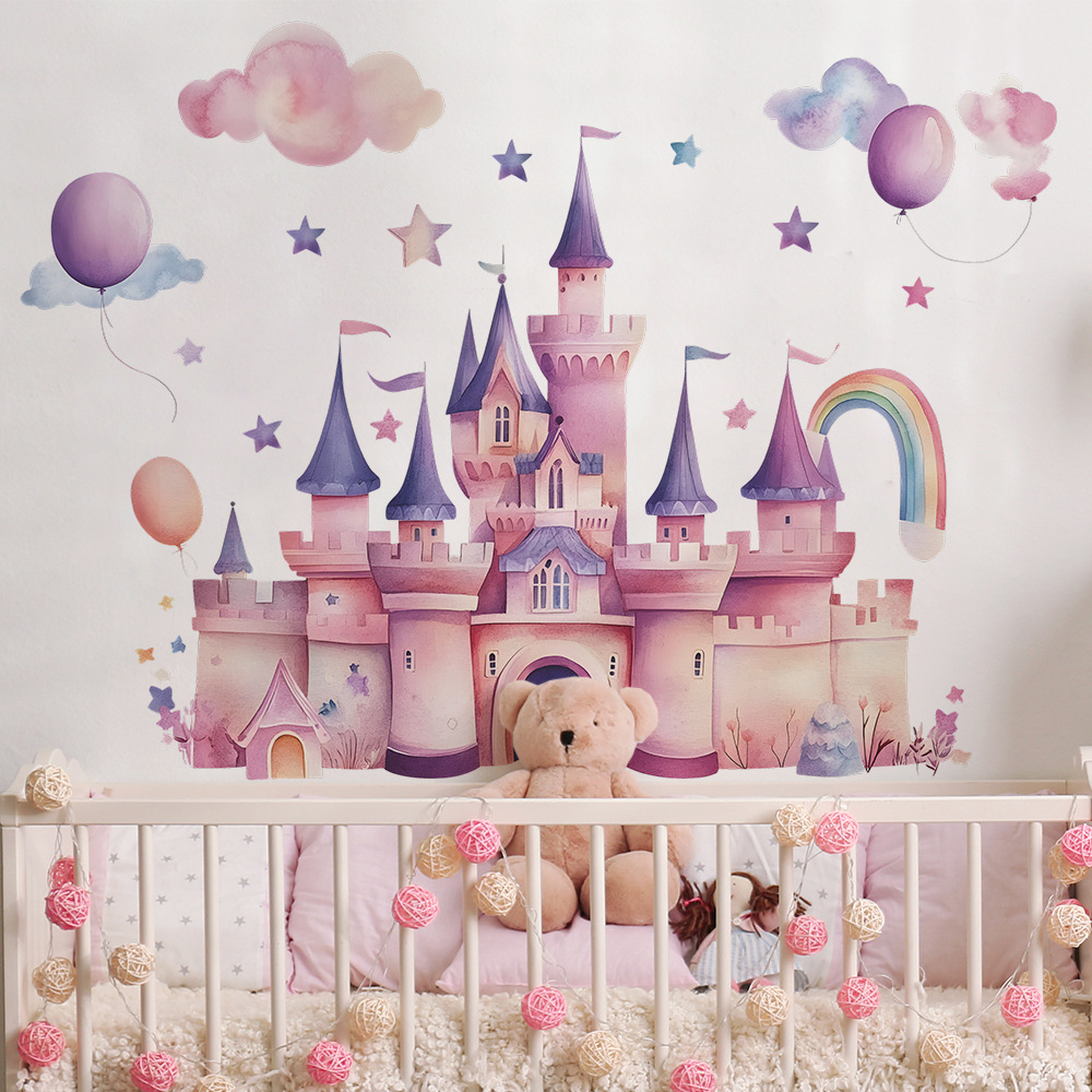 Kids Education Quotes - Adesivos de parede de castelo rosa,