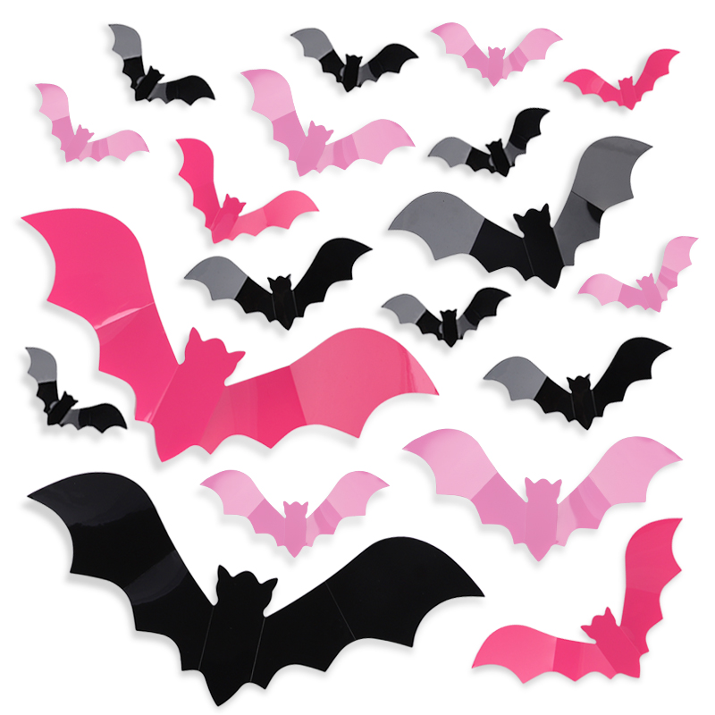 Kids Education Quotes - 24/48 pçs halloween rosa morcegos janela