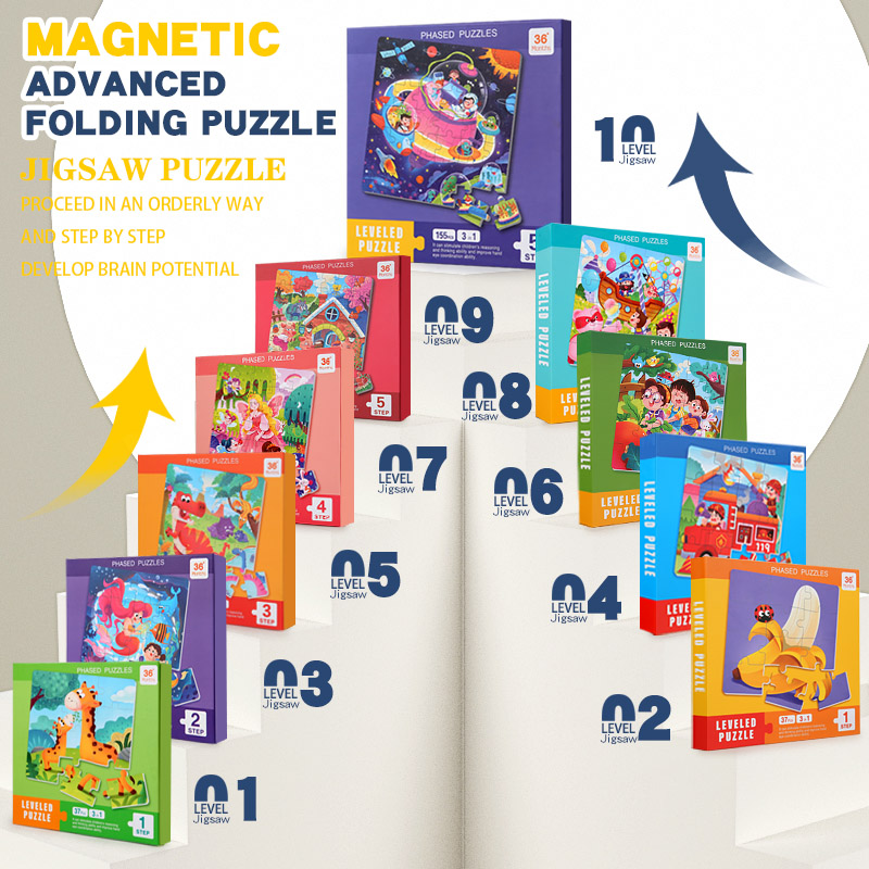 Kids Educational Box - Quebra-Cabeça Magnético de Madeira para Crianças