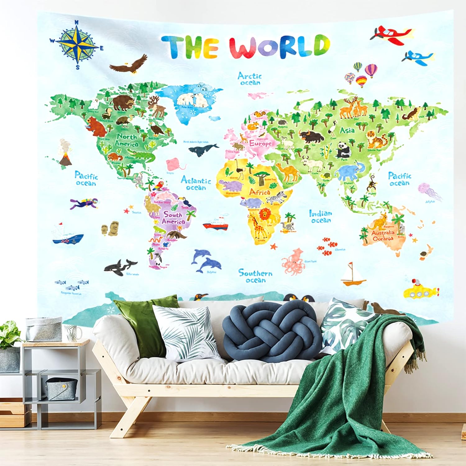 Crianças mapa do mundo tapeçar - Kids Education Room avaliação e preço